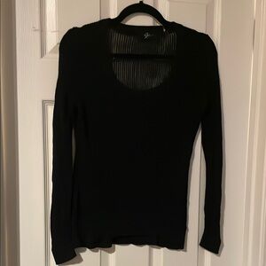 Black Sheer Knit Long Sleeve Top